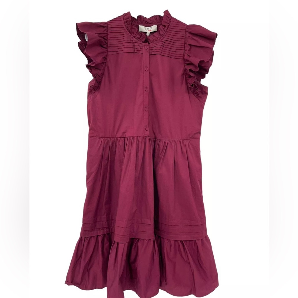 Sea NY Burgundy ruffle dress XS